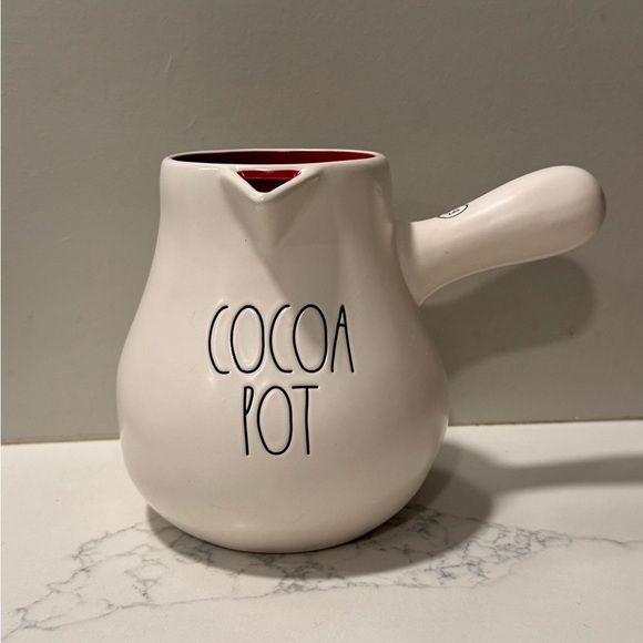 Rae Dunn White Cocoa Pot with Red Interior - Picture 1 of 9